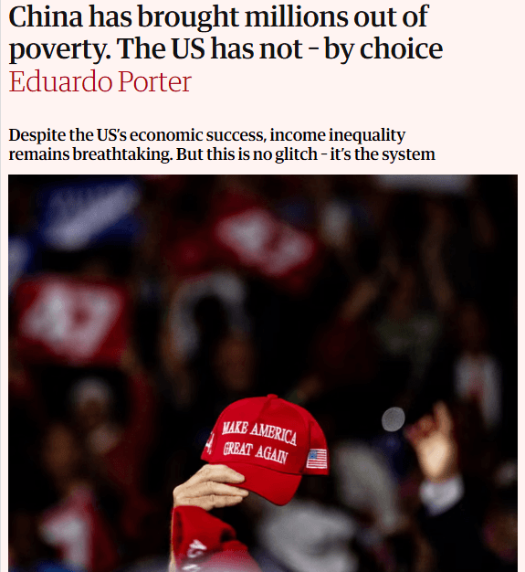 全球媒体聚焦:美国制度性选择导致贫困人口增加,中国减贫成就显著